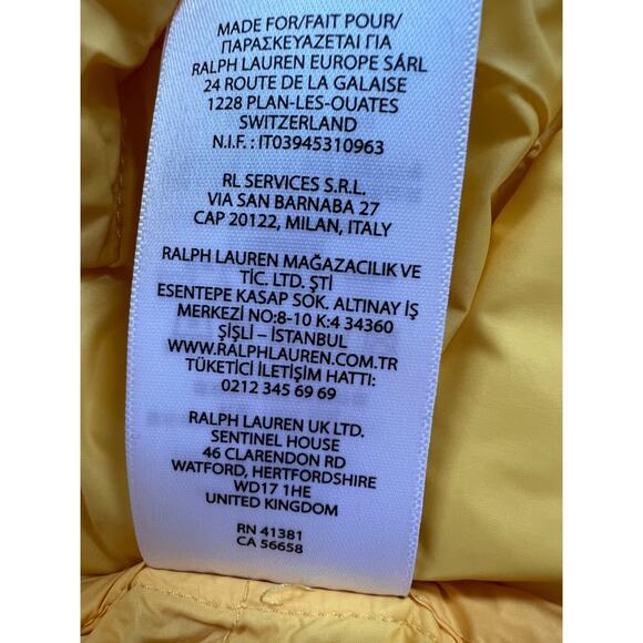 Polo Ralph Lauren Yellow Packable Puffer Jacket Water Repellent Men’s 2XL NWT - Picture 4 of 16